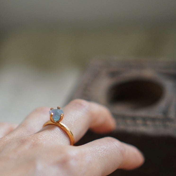 RING solitaire / FLUOLITE -20Kgpt #10