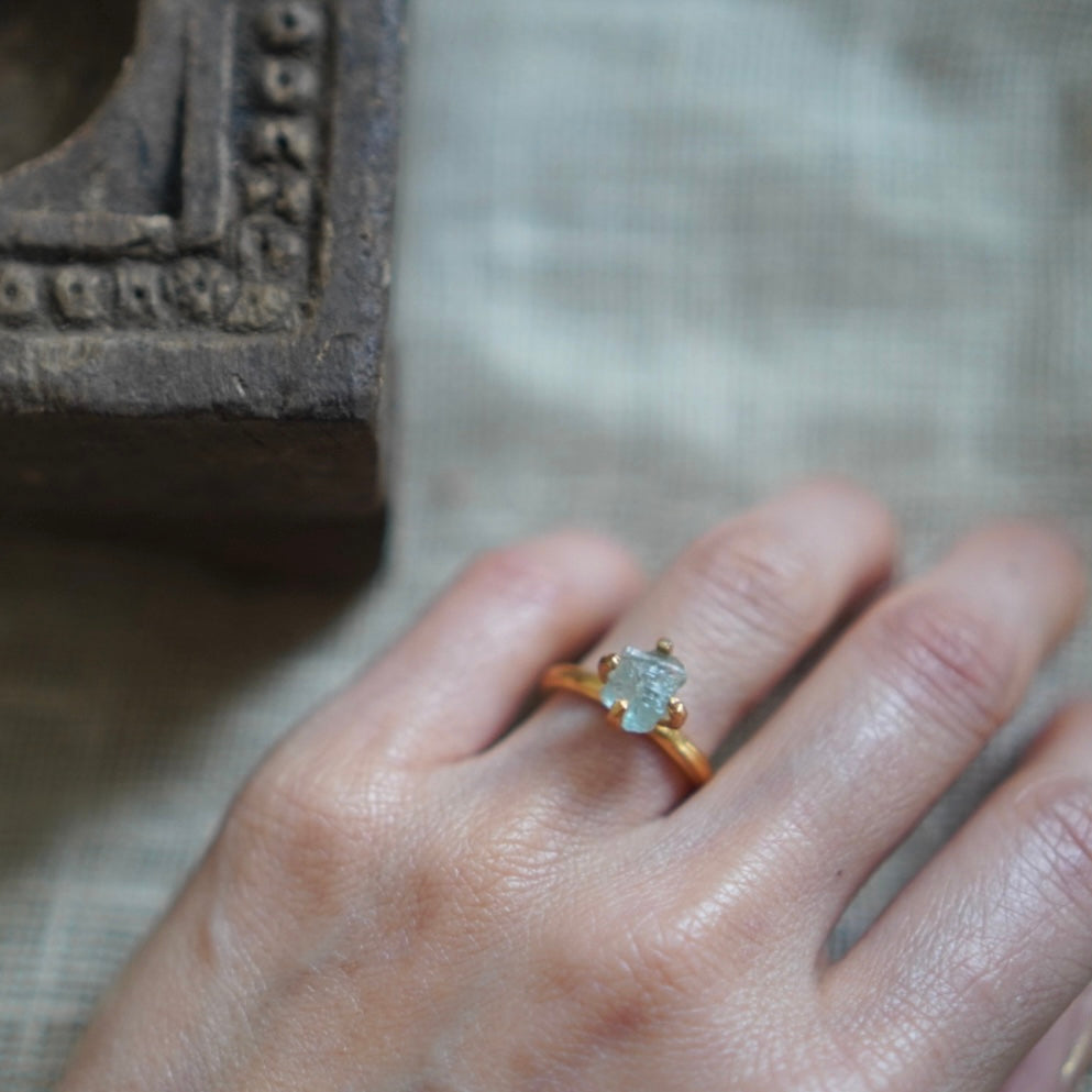 RING solitaire / AQUA MARINE -20Kgpt #10.5