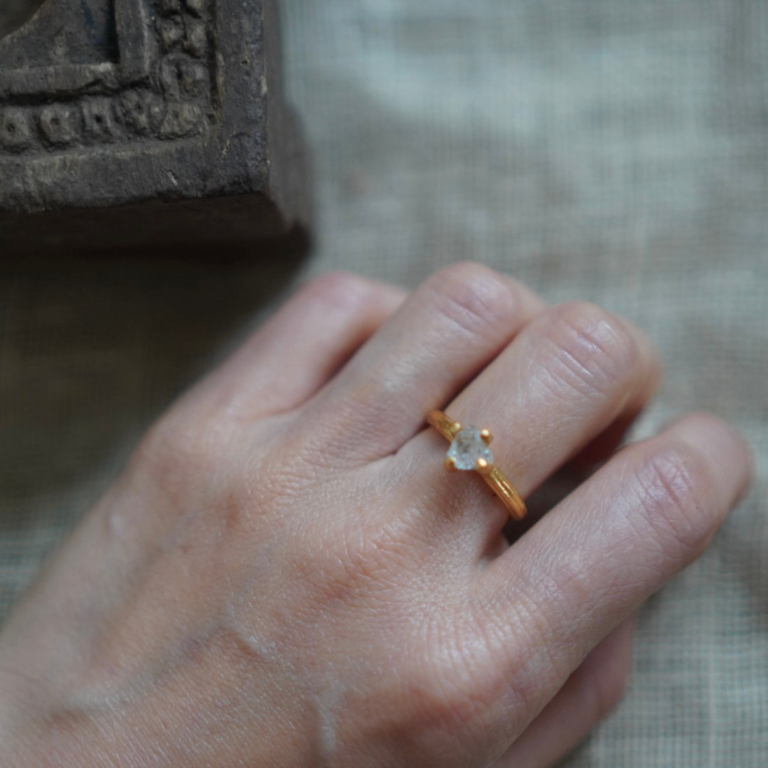 RING solitaire / HERKIMER DIAMOND -20Kgpt #13
