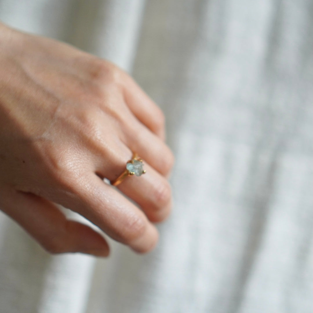 RING solitaire / AQUA MARINE -20Kgpt #10.5