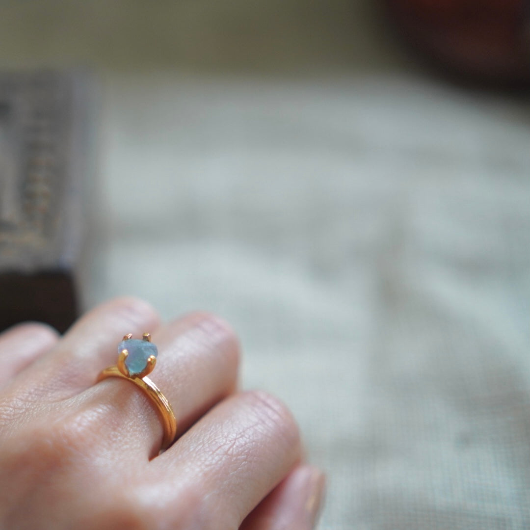 RING solitaire / FLUOLITE -20Kgpt #10