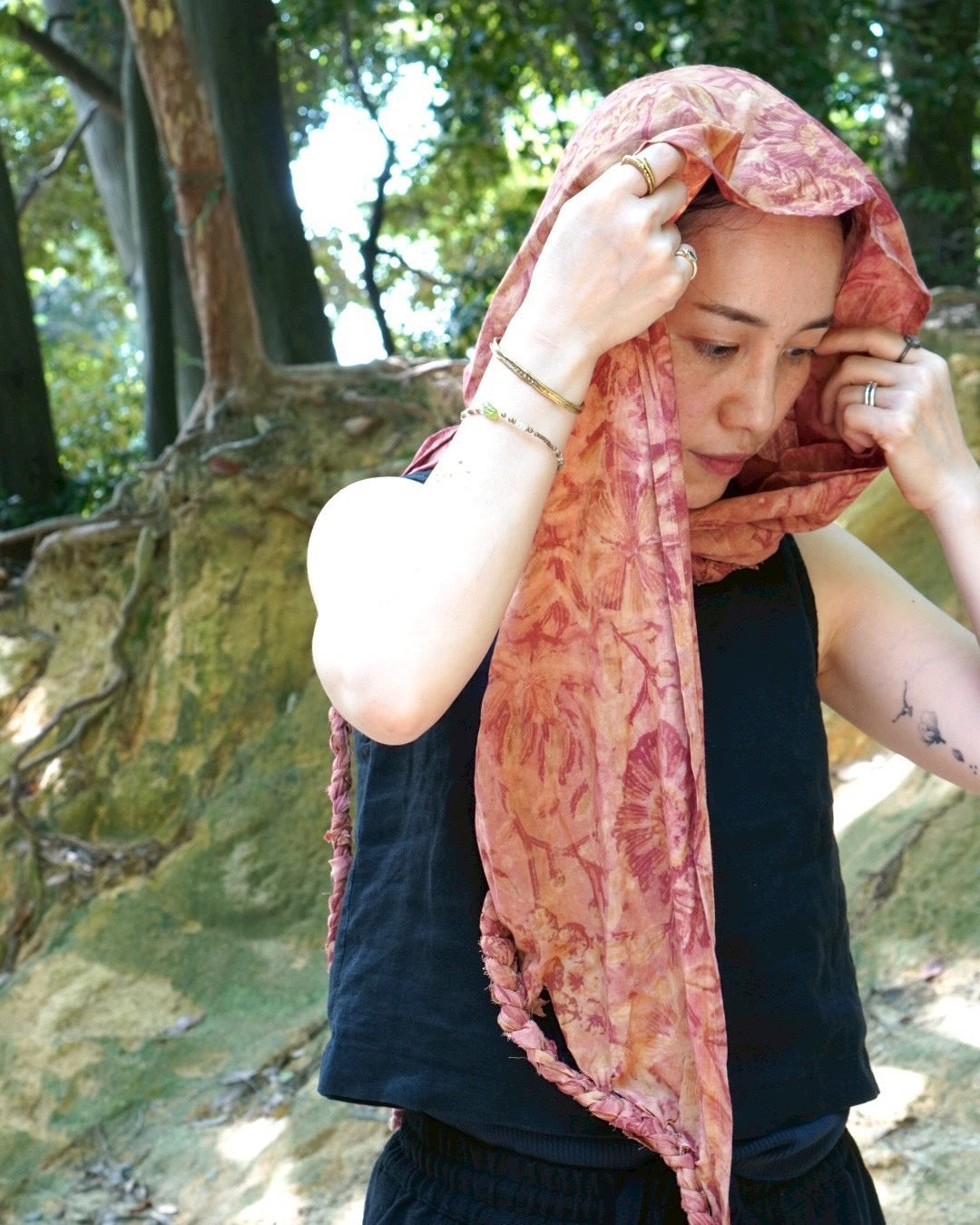 R様 BRAID STOLE - charcoal black-