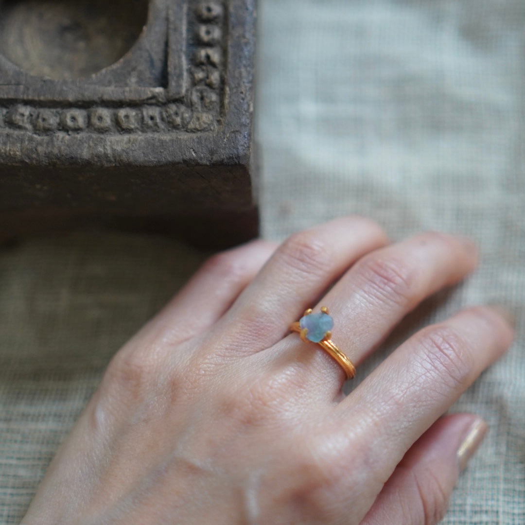 RING solitaire / FLUOLITE -20Kgpt #10