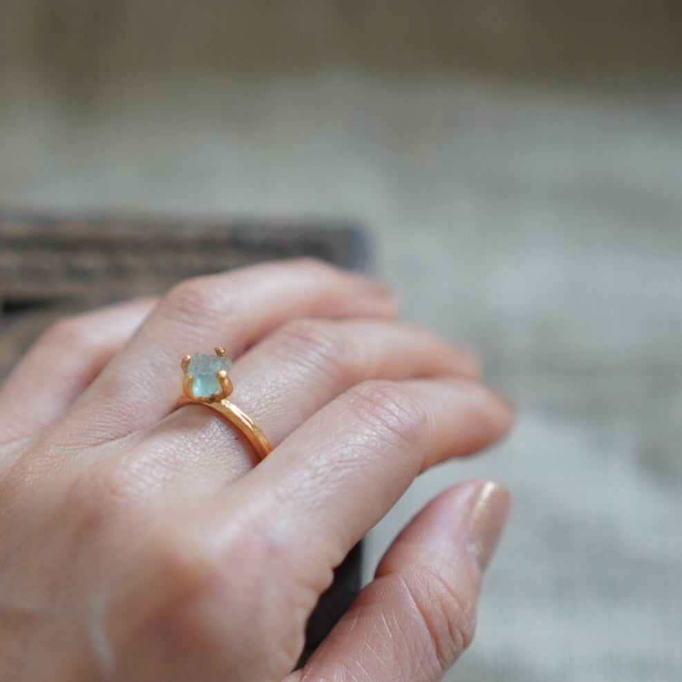 RING solitaire / AQUA MARINE -20Kgpt #10.5