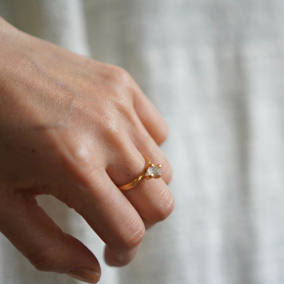 RING solitaire / HERKIMER DIAMOND -20Kgpt #13
