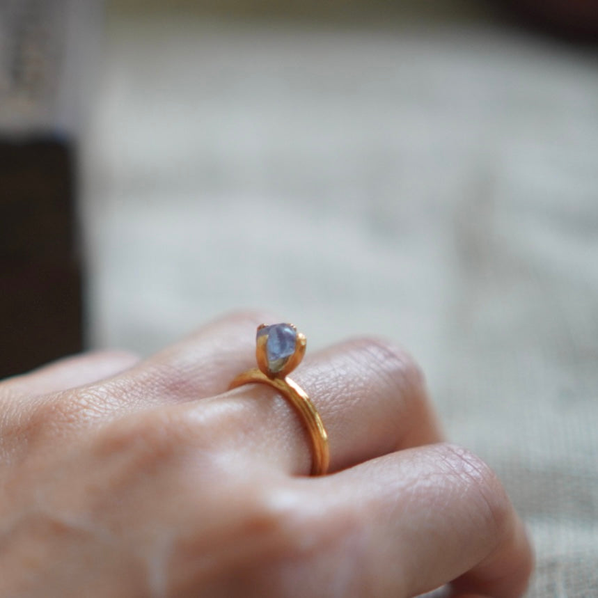 RING solitaire / FLUOLITE -20Kgpt #11.5