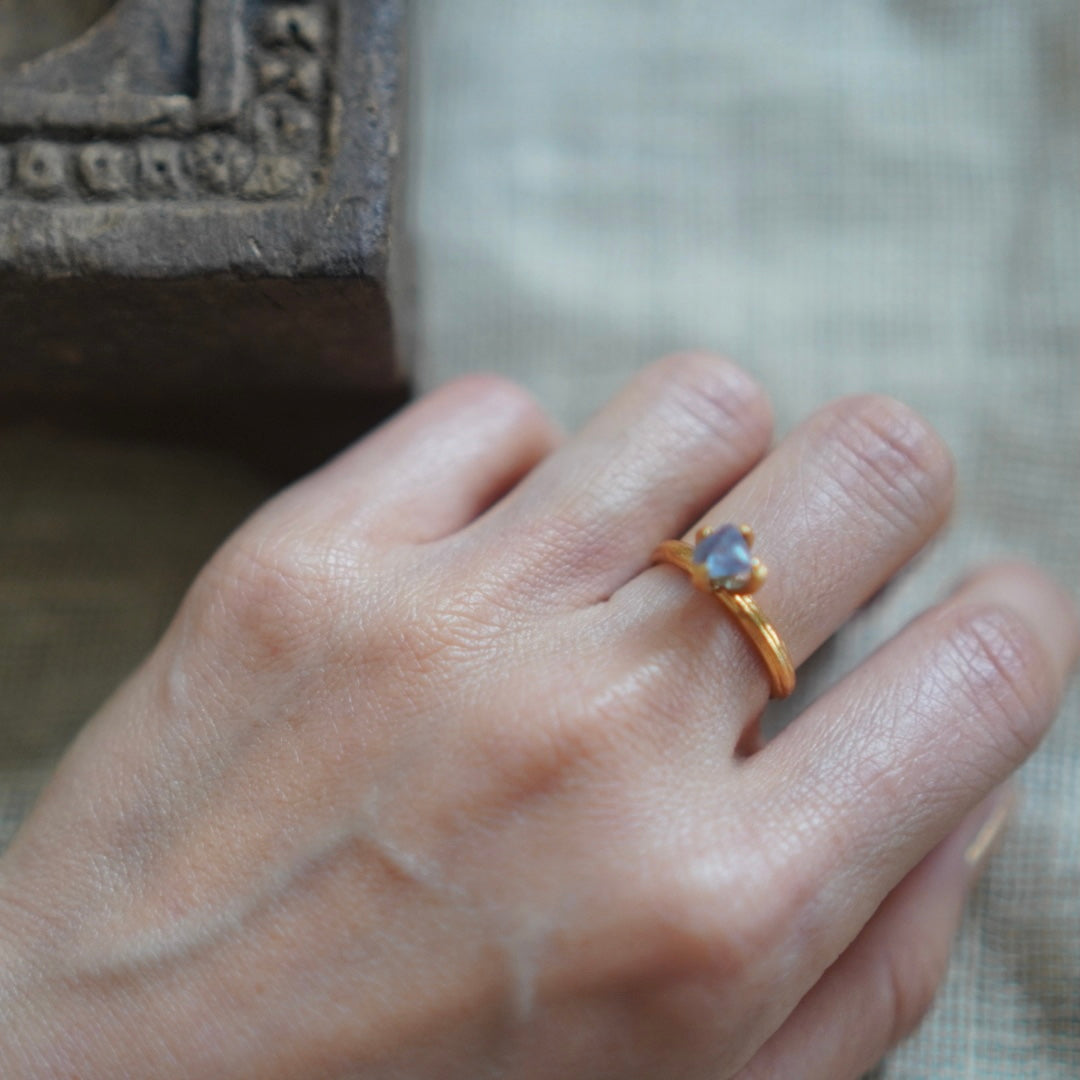 RING solitaire / FLUOLITE -20Kgpt #11.5