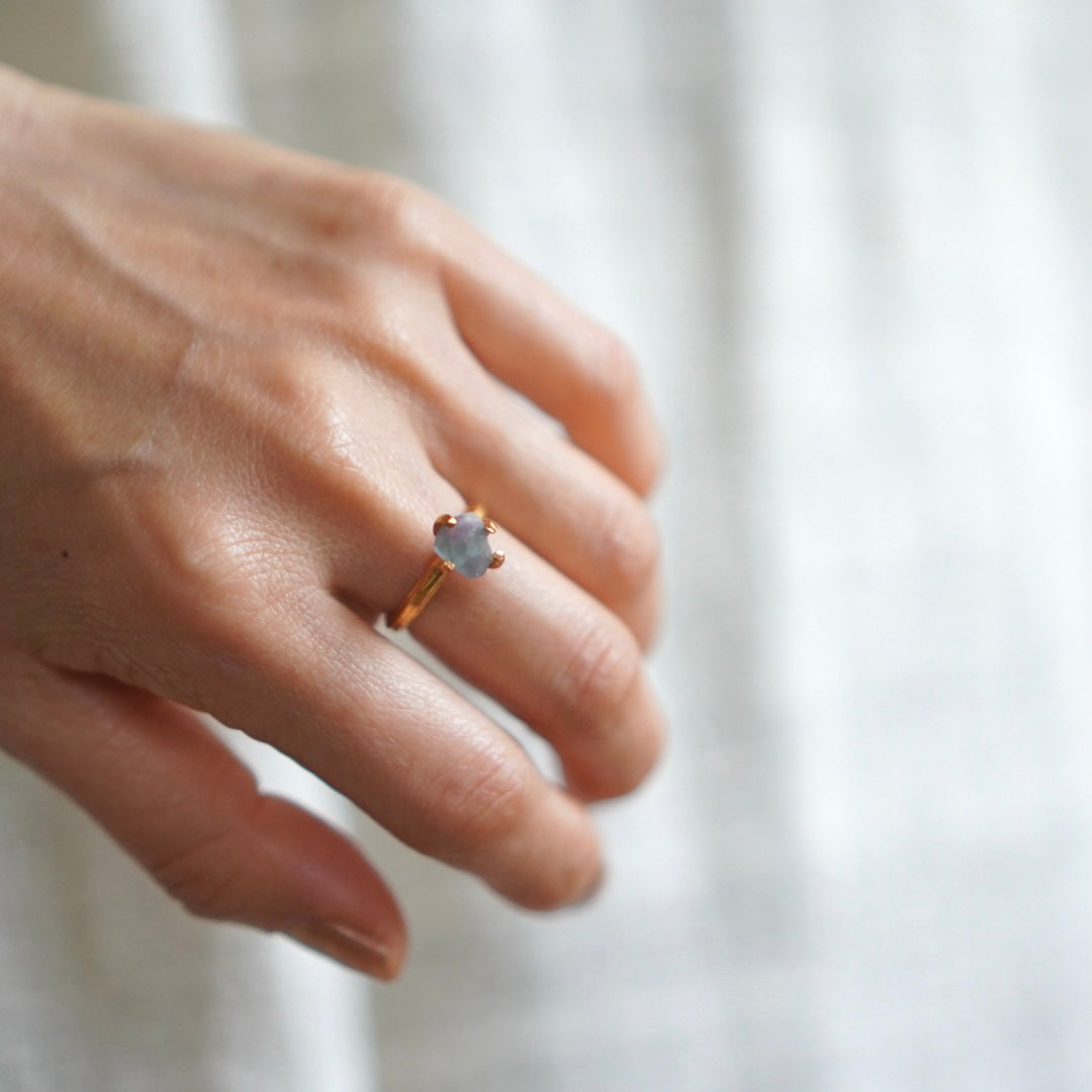 RING solitaire / FLUOLITE -20Kgpt #10
