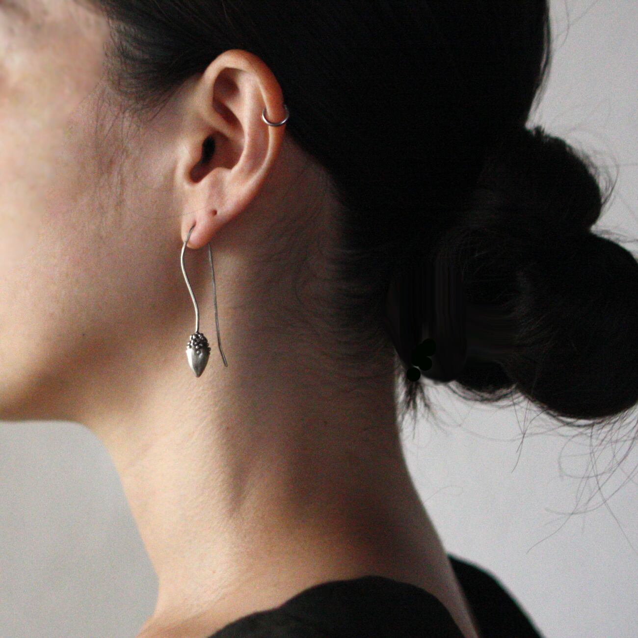 EARRING / LOTUS BUD -silver