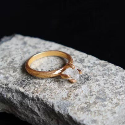 RING solitaire / HERKIMER DIAMOND -20Kgpt #13