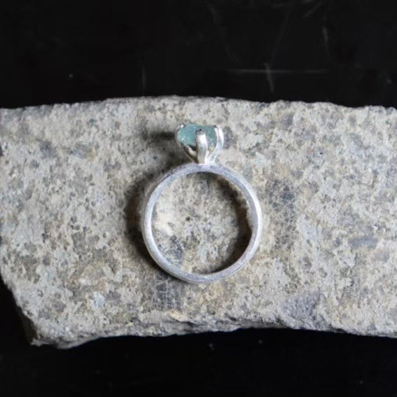 RING solitaire / AQUA MARINE -silver #13