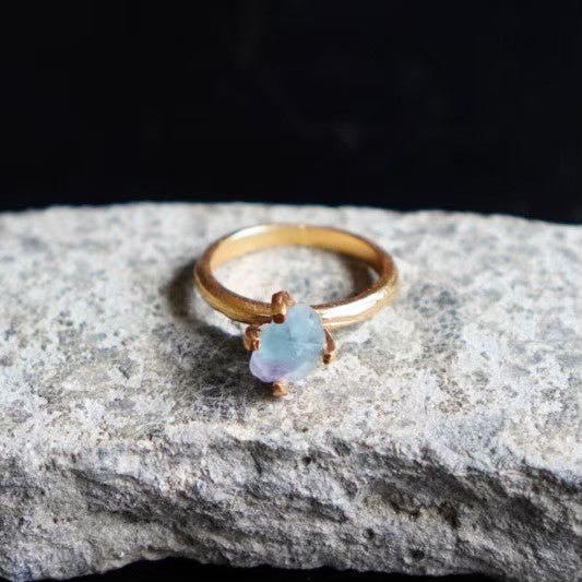 RING solitaire / FLUOLITE -20Kgpt #10
