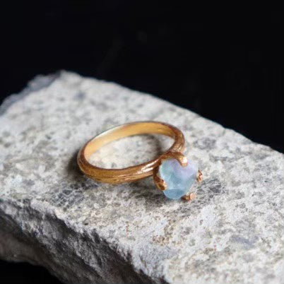 RING solitaire / FLUOLITE -20Kgpt #10