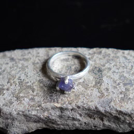 RING solitaire / TANZANITE -silver #11.5
