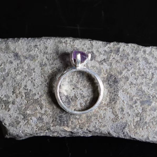 RING solitaire / AMETHYST -silver #10.5