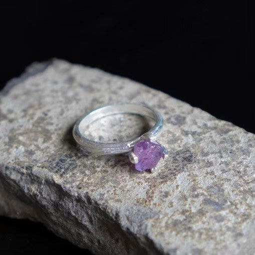 RING solitaire / AMETHYST -silver #10.5