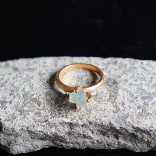 RING solitaire / AQUA MARINE -20Kgpt #10.5