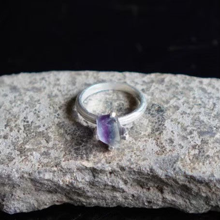 RING solitaire / FLUOLITE -silver #9