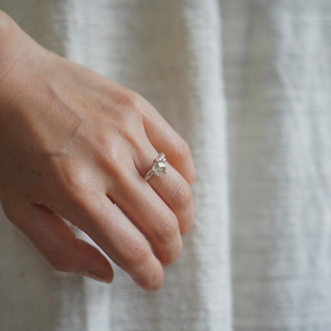 RING solitaire / HERKIMER DIAMOND -silver #8