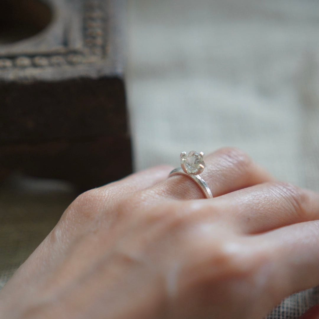 RING solitaire / HERKIMER DIAMOND -silver #8