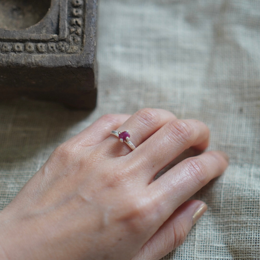 RING solitaire / RUBY -silver #7