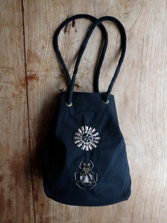 BAG / SCARAB & SUN -cotton black