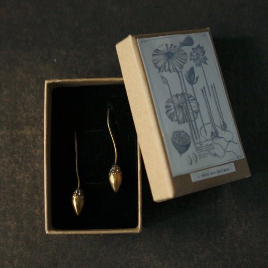 EARRING / LOTUS BUD -brass