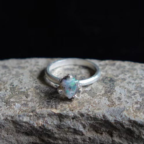 RING solitaire / OPAL -silver #14