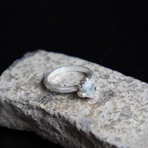 RING solitaire / OPAL -silver #14