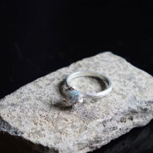 RING solitaire / OPAL -silver #14