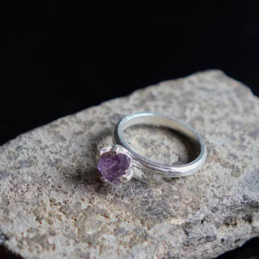 RING solitaire / AMETHYST -silver #10.5