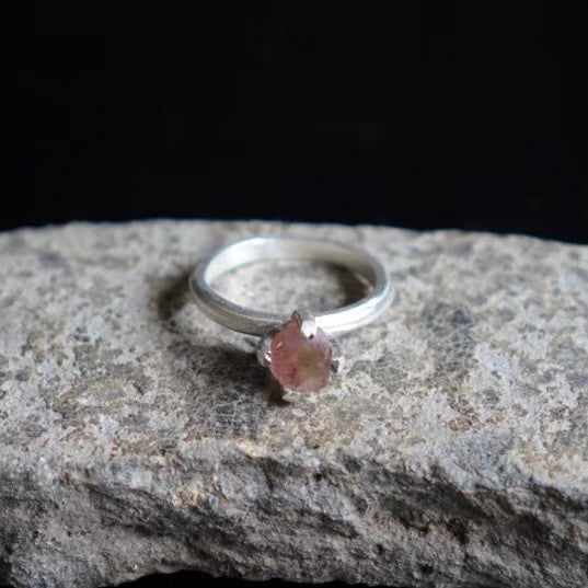 RING solitaire / TOURMALINE -silver #10.5