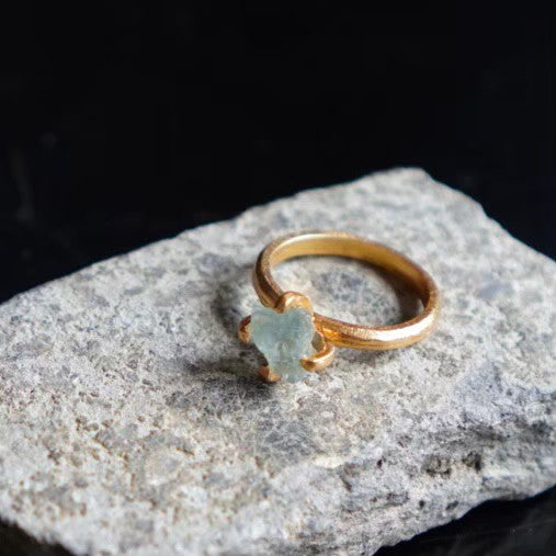 RING solitaire / AQUA MARINE -20Kgpt #10.5