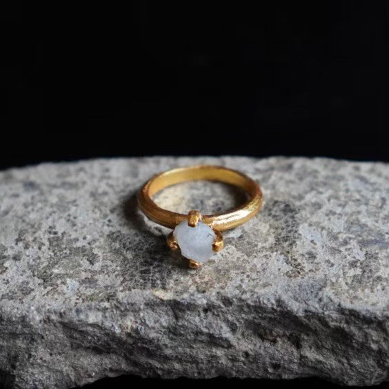 RING solitaire / MOON STONE -20Kgpt #9