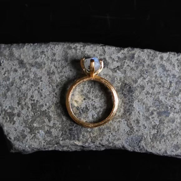 RING solitaire / MOON STONE -20Kgpt #9