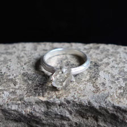 RING solitaire / HERKIMER DIAMOND -silver #8