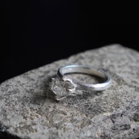 RING solitaire / HERKIMER DIAMOND -silver #8