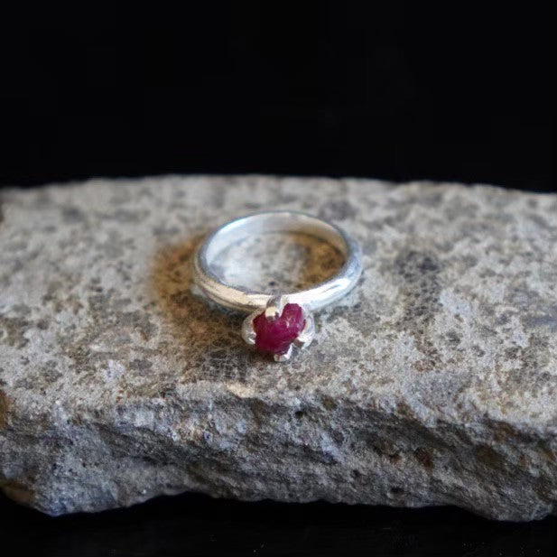 RING solitaire / RUBY -silver #7