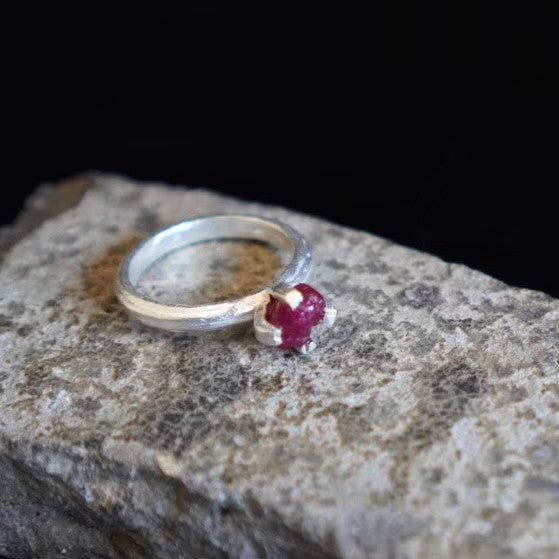 RING solitaire / RUBY -silver #7