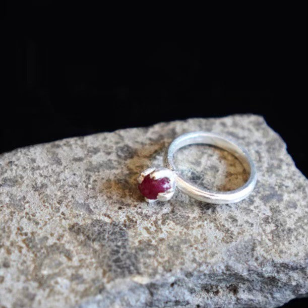 RING solitaire / RUBY -silver #7